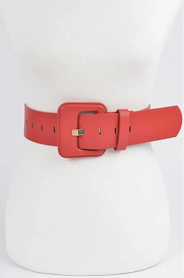 Solid Color Classy Fashion Belt - Red