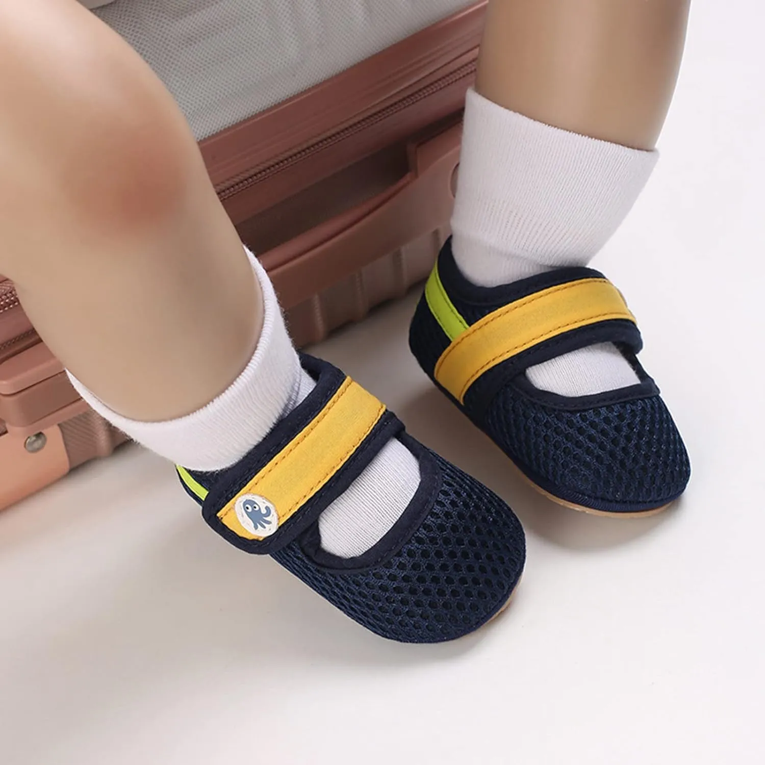 Summer Children Toddlers Boys and Girls Flat Floor Sports Mesh Breathable and Comfortable Hook Loop Glittery High Tops