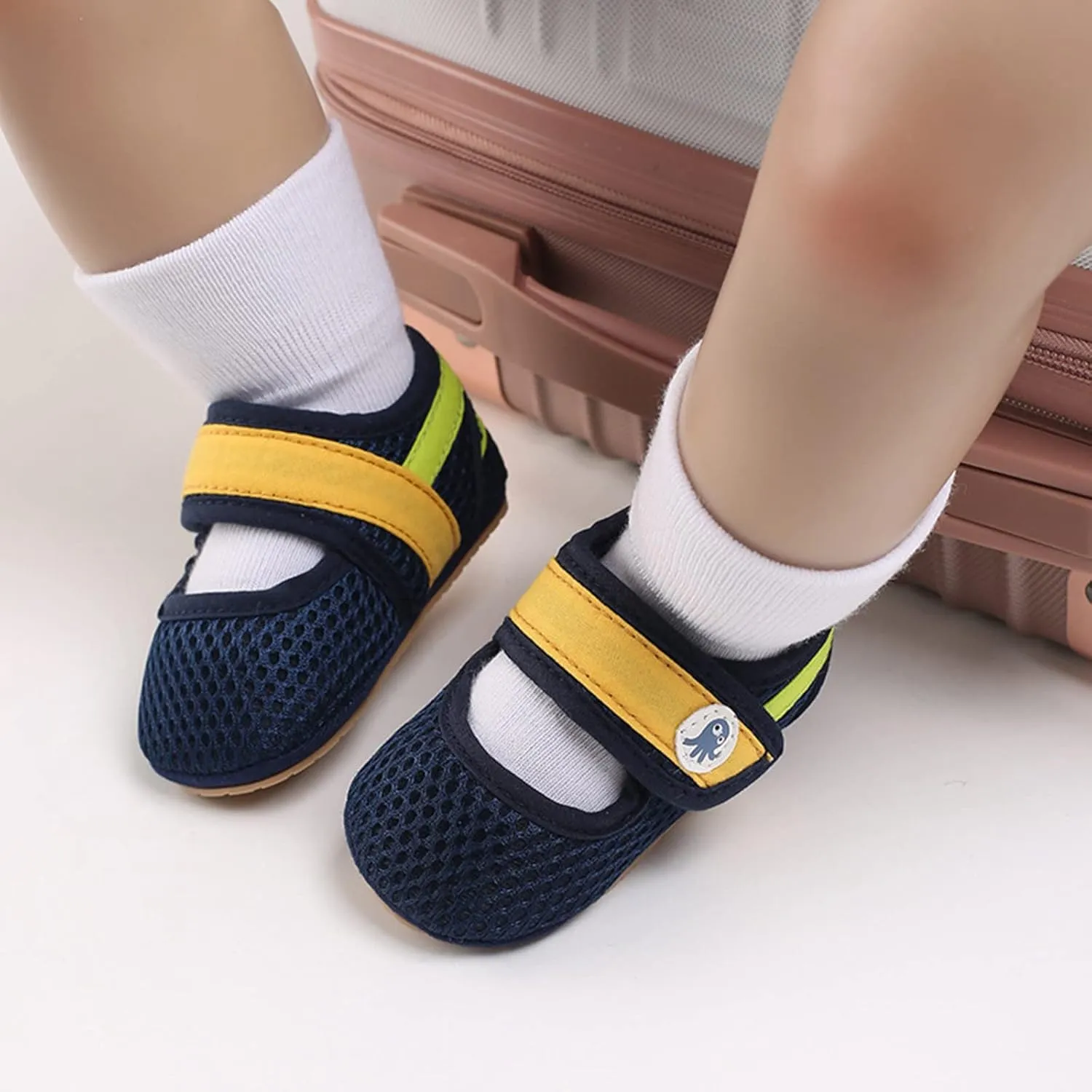 Summer Children Toddlers Boys and Girls Flat Floor Sports Mesh Breathable and Comfortable Hook Loop Glittery High Tops