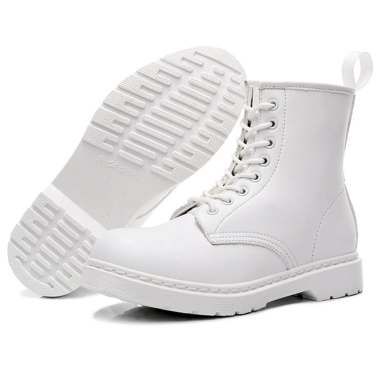 Unisex British Style Leather Short Boots - Classic White