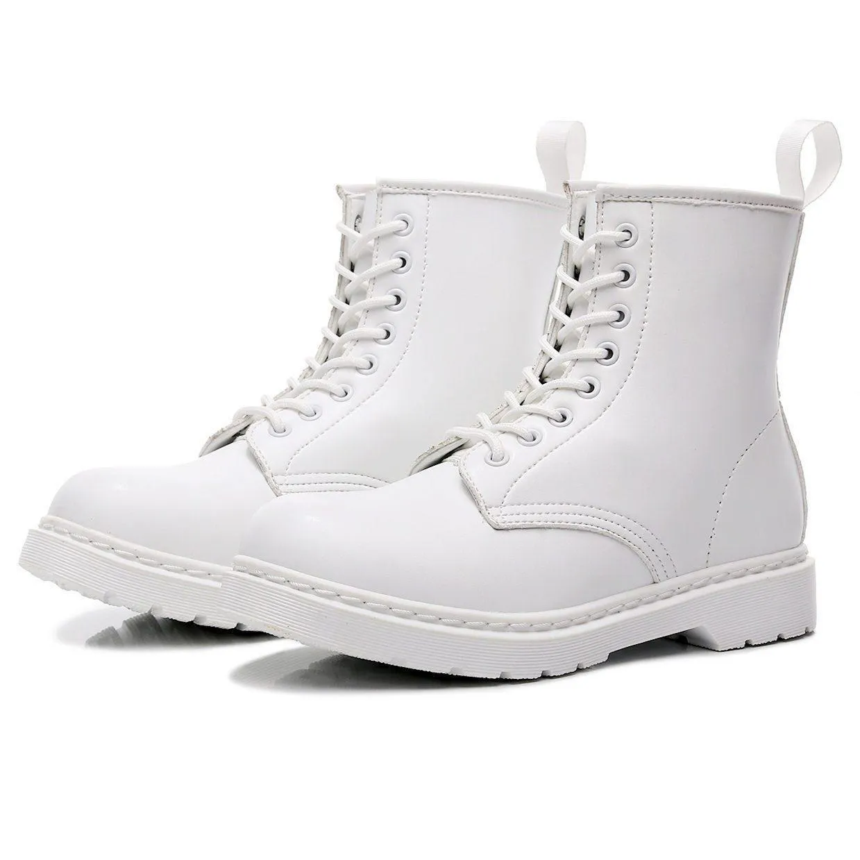 Unisex British Style Leather Short Boots - Classic White