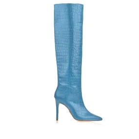 UZA CROC LIGHT DENIM BOOTS