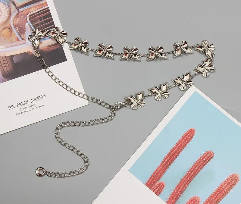 Vintage Fashion Punk Women Metal Butterfly Tassel Chain Waist Chain Belt