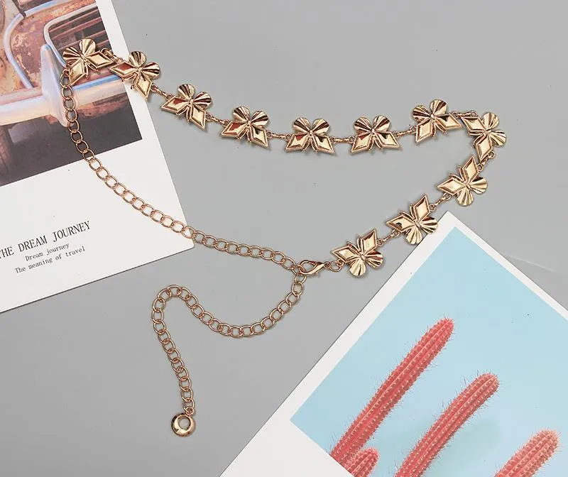 Vintage Fashion Punk Women Metal Butterfly Tassel Chain Waist Chain Belt