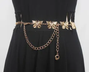 Vintage Fashion Punk Women Metal Butterfly Tassel Chain Waist Chain Belt
