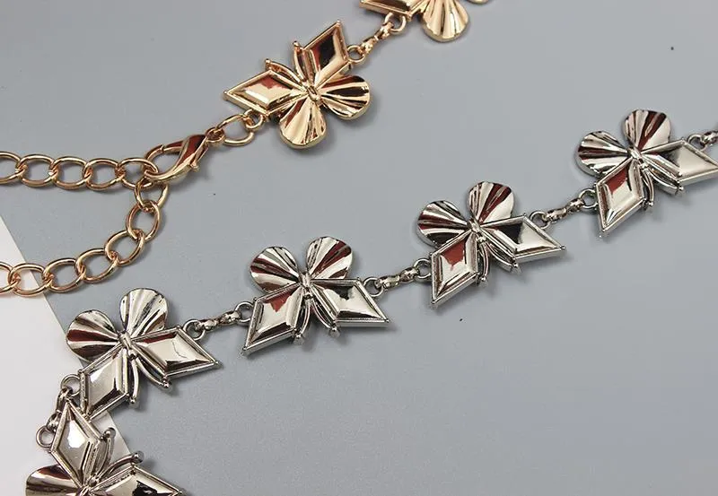 Vintage Fashion Punk Women Metal Butterfly Tassel Chain Waist Chain Belt