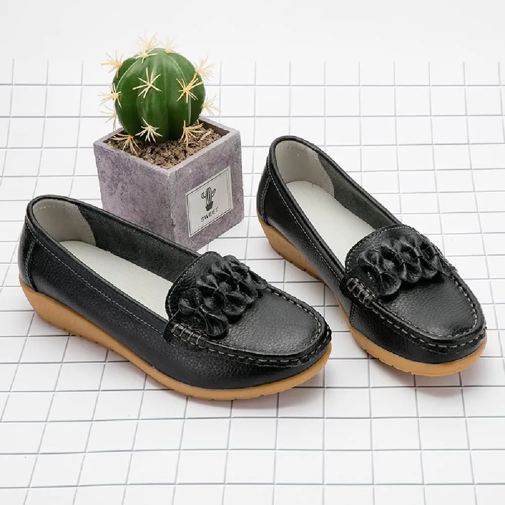 WERWAES Casual Leather Loafers for Womens Hot Classic Fashion Bow-Knot Slip on Ladies Flats Loafers Office Walking Outdoor Penny Loafers Moccasins Boat Shoes
