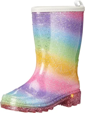Western Chief Kids Waterproof Light Up Rain Boots With Handles for Easy On and Off for Boys and Girls