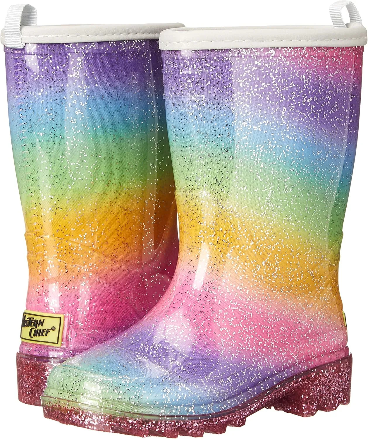 Western Chief Kids Waterproof Light Up Rain Boots With Handles for Easy On and Off for Boys and Girls