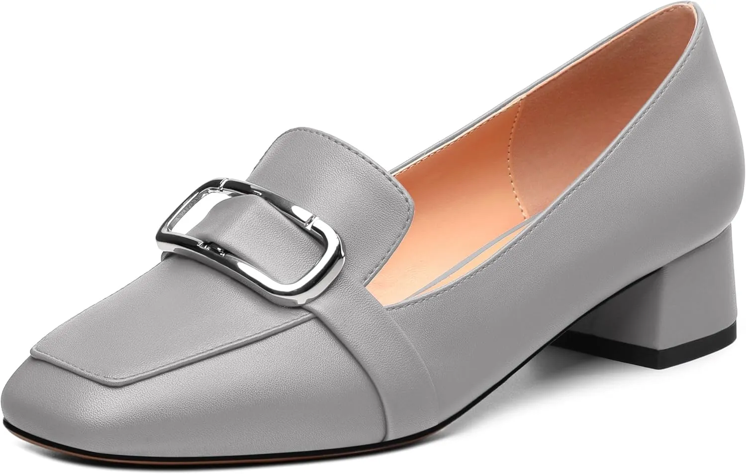 Women's Block Heel Loafers, Square Closed Toe Chunky Heel Pumps, Elegant Comfortable Casual Office Dress Shoes