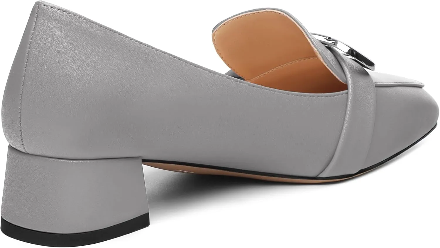 Women's Block Heel Loafers, Square Closed Toe Chunky Heel Pumps, Elegant Comfortable Casual Office Dress Shoes