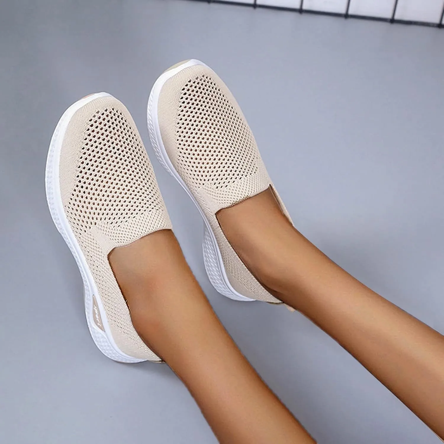 Women's Breathable Mesh Orthopedic Sneakers Casual Fashion Non-Slip Walking Shoes Comfortable Soft Sole Slip-on Loafers Tennis Shoes