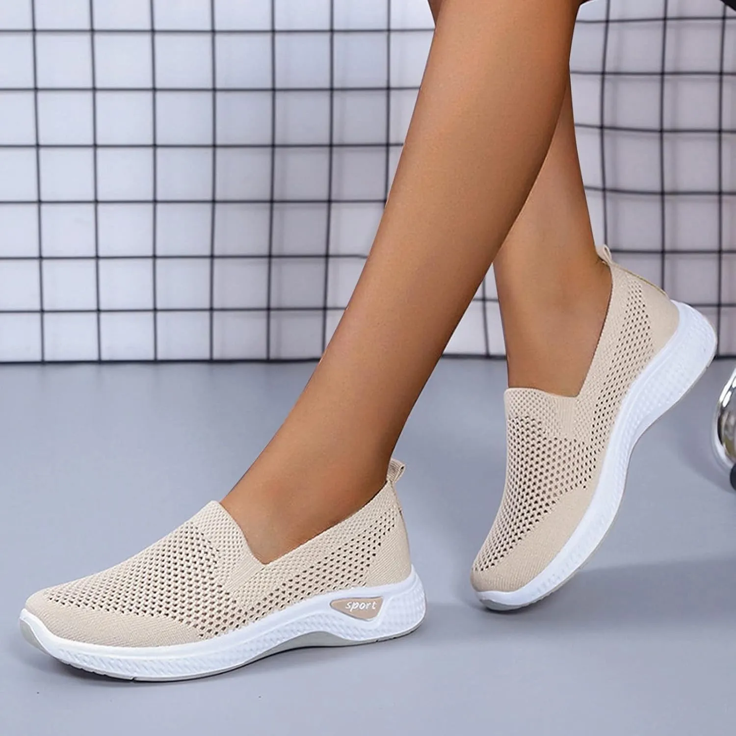 Women's Breathable Mesh Orthopedic Sneakers Casual Fashion Non-Slip Walking Shoes Comfortable Soft Sole Slip-on Loafers Tennis Shoes