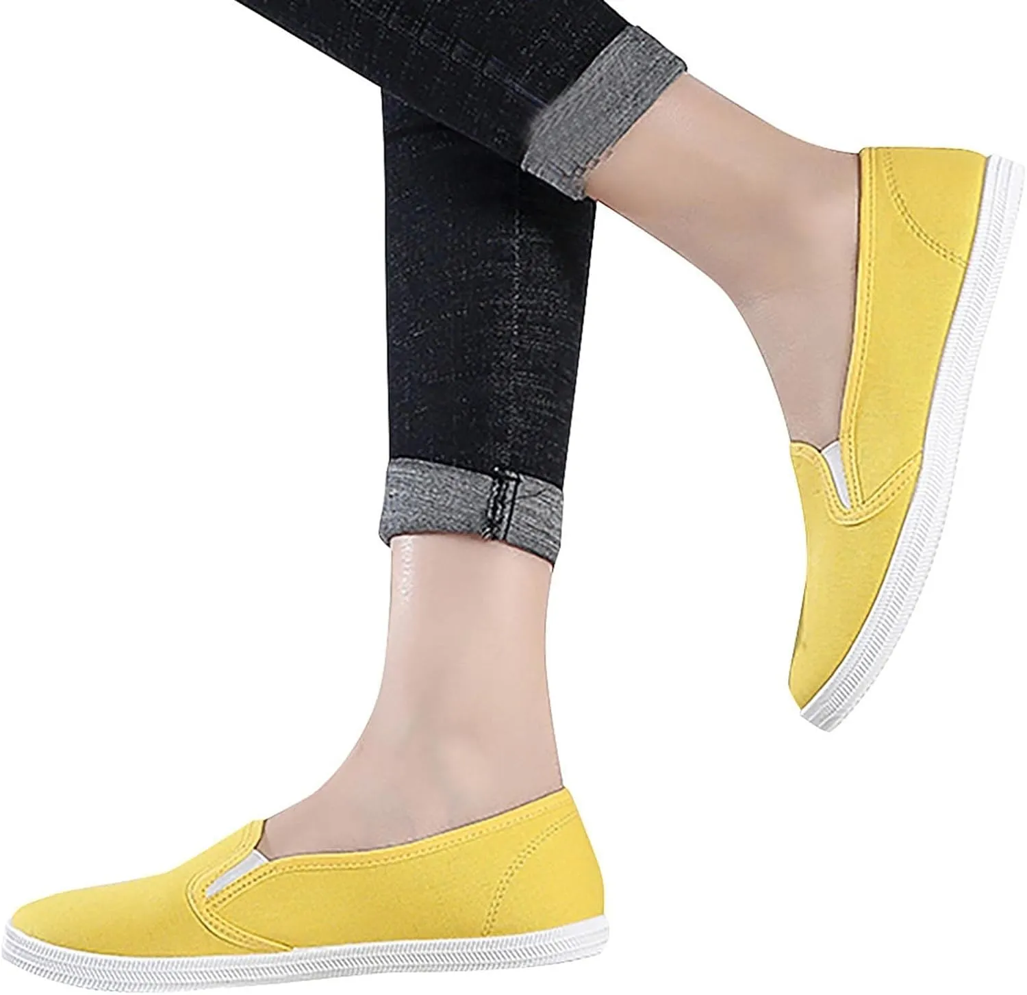 Women's Casual Shoes Summer Knit Slip On Walking Shoes Breathable L𝐨w Heel Dress Sneaker Wide Width Mesh Comfortable Sneakers