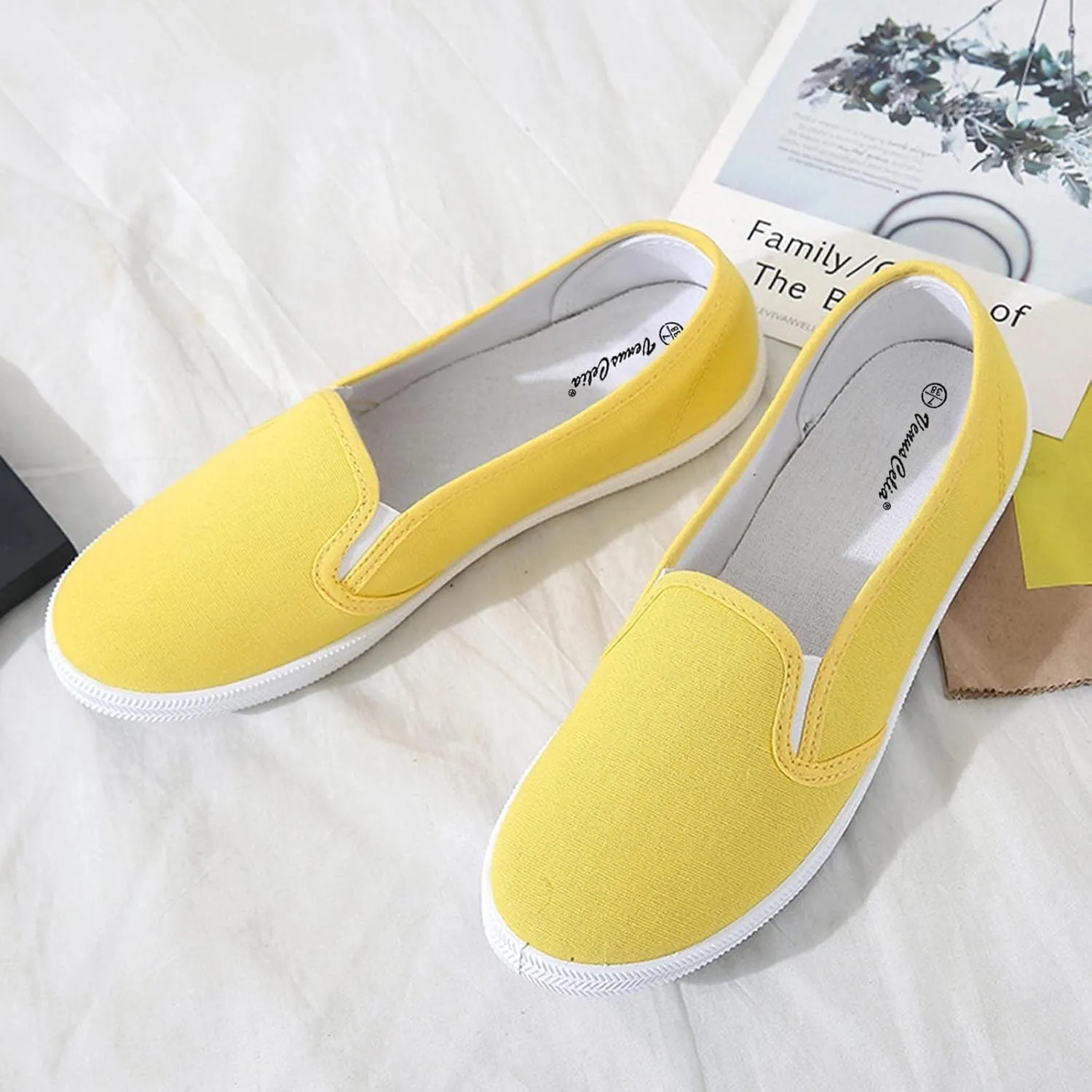 Women's Casual Shoes Summer Knit Slip On Walking Shoes Breathable L𝐨w Heel Dress Sneaker Wide Width Mesh Comfortable Sneakers