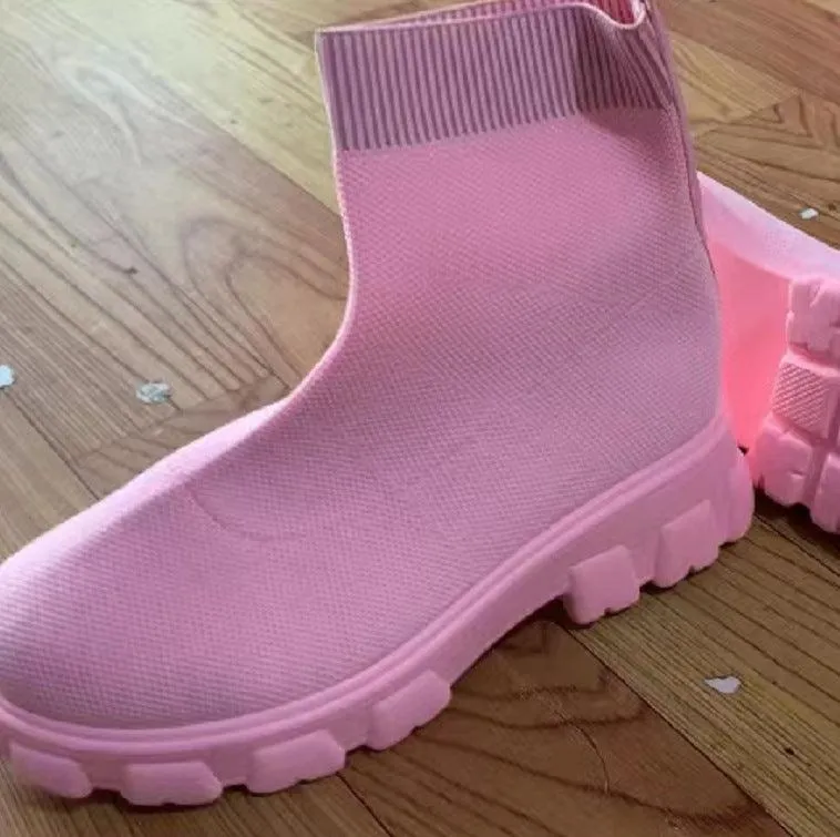 Women’s Fashion Ankle Sock Boots – Low Heel, Candy Colors