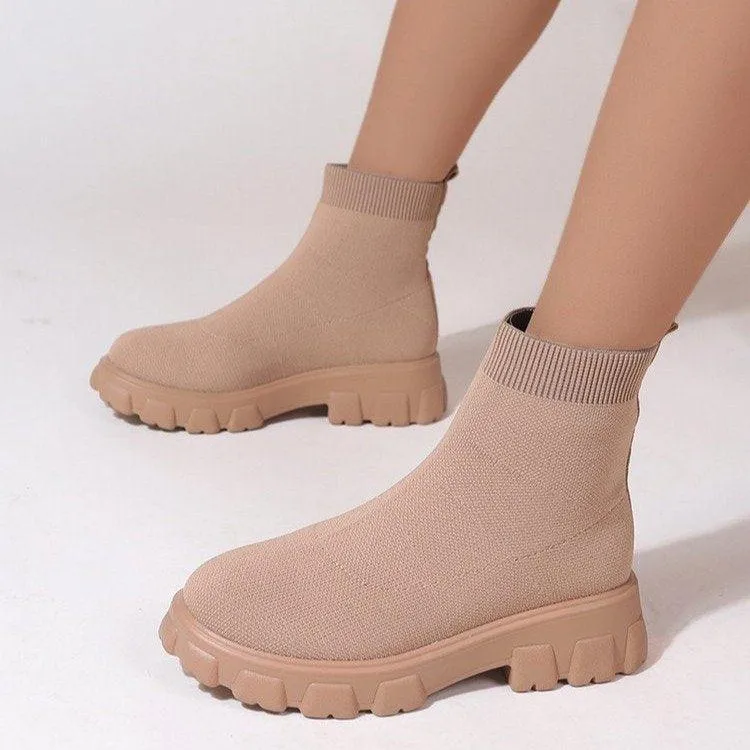 Women’s Fashion Ankle Sock Boots – Low Heel, Candy Colors
