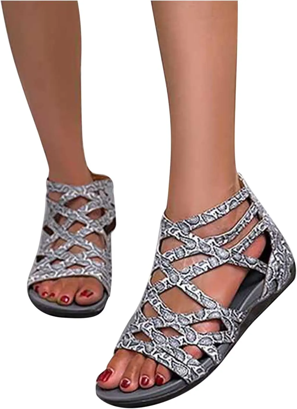 Women's Lace Up Sandals Strap Trendy Comfy Breathable Sandal Summer Fashion Flat Classic Soft Shoes 2025 New