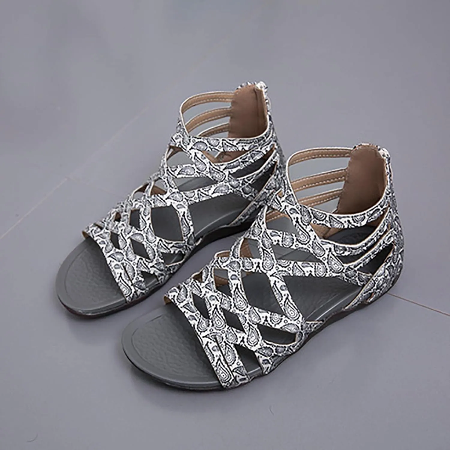 Women's Lace Up Sandals Strap Trendy Comfy Breathable Sandal Summer Fashion Flat Classic Soft Shoes 2025 New