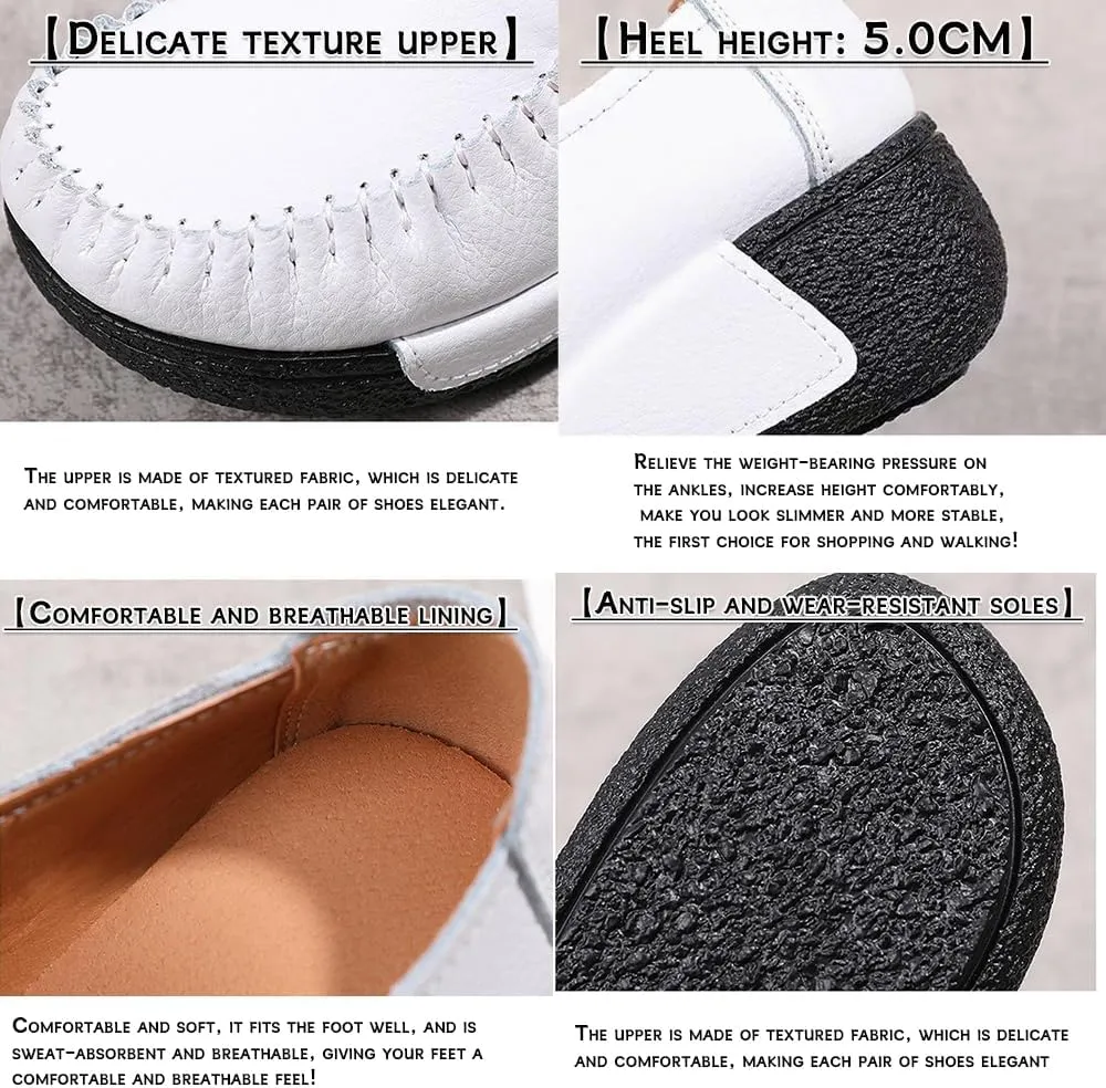 Women's Slip-On Loafers, Comfortable Lightweight Casual Shoes with Arch Support for Office, Work & Daily Wear – Non-Slip, Breathable Leather Flats