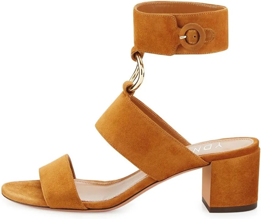 YDN Women Chic Block Heel Gladiators Strappy Ankle Strap Open Toe Sandals Dress Shoes